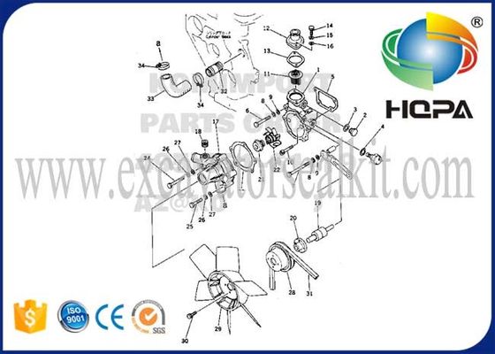 3D84 Excavator Water Pump 129001-42005 YM129327-42100 Fit Komatsu PC20 PC30 PC38 WA30